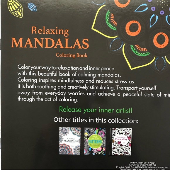 Final sale New Relaxing Mandala Advanced Coloring Book Set - Picture 3 of 6